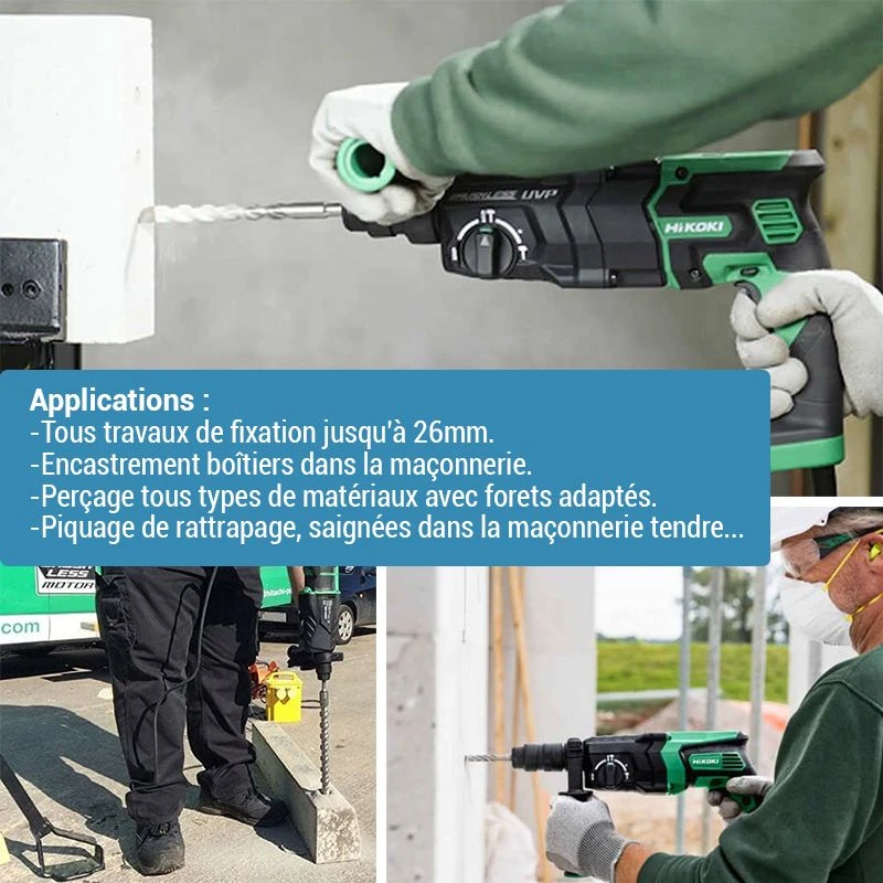 Perforateur Burineur Professionnel Hikoki DH26PC2WSZ SDS-Plus 830W 2,9 Joules 3 Perforateur Burineur Professionnel Hikoki DH26PC2WSZ SDS-Plus 830W 2,9 Joules – Image 3