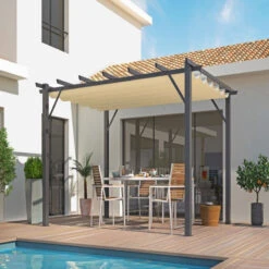 Pergola Alu Habrita PER 4030 GE Gris 12m2 Poteaux 10x10cm Toile écru 5 Pergola Alu Habrita PER 4030 GE Gris 12m2 Poteaux 10x10cm Toile écru -Kobleo pergola alu habrita per 4030 ge gris 12m2 poteaux 10x10cm toile ecru 2