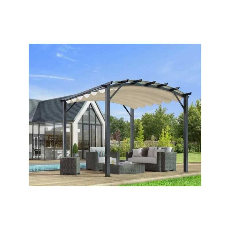 Pergola Arche Aluminium Acier Gris 1122m2 Toiture écru 140gr/m2 PER343 1 Pergola Arche Aluminium Acier Gris 1122m2 Toiture écru 140gr/m2 PER343