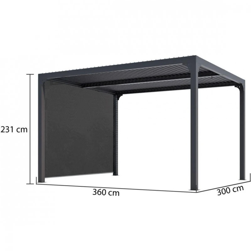 Pergola Bioclimatique Habrita PER 3630 R BI Alu Rideau Gris Côté 3m 2 Pergola Bioclimatique Habrita PER 3630 R BI Alu Rideau Gris Côté 3m – Image 2
