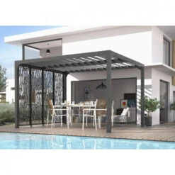 Pergola Bioclimatique Habrita PER 3630M BI Alu 10,8m2 4 Panneaux Gris -Kobleo pergola bioclimatique habrita per 3630m bi alu 10 8m2 4 panneaux gris 2
