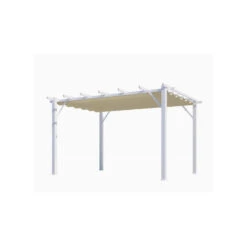 Pergola En Aluminium Blanc 100x100 Mm ép12 Mm Toiture écru 12 M2 PER40