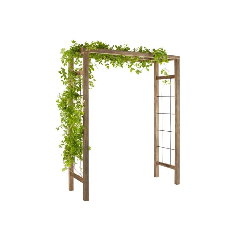 Pergola En Bois Avec Lignes Droites En Acier Haut.: 214 Cm IKEBANA 2 Pergola En Bois Avec Lignes Droites En Acier Haut.: 214 Cm IKEBANA – Image 2