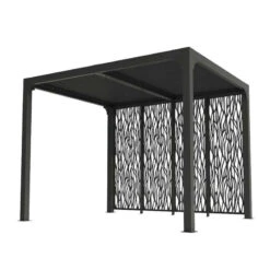 Pergola Bioclimatique Alu 7,2m2 Avec 4 Panneaux Gris Habrita Foresta