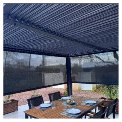 Pergola Habrita PER 36R30R BI Alu 10,80m2 Avec 2 Rideaux Manuels Gris -Kobleo pergola habrita per 36r30r bi alu 10 80m2 avec 2 rideaux manuels gris 3