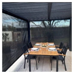 Pergola Habrita PER 36R30R BI Alu 10,80m2 Avec 2 Rideaux Manuels Gris -Kobleo pergola habrita per 36r30r bi alu 10 80m2 avec 2 rideaux manuels gris 4