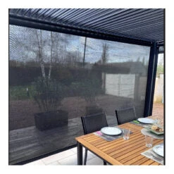 Pergola Habrita PER 36R30R BI Alu 10,80m2 Avec 2 Rideaux Manuels Gris -Kobleo pergola habrita per 36r30r bi alu 10 80m2 avec 2 rideaux manuels gris 5