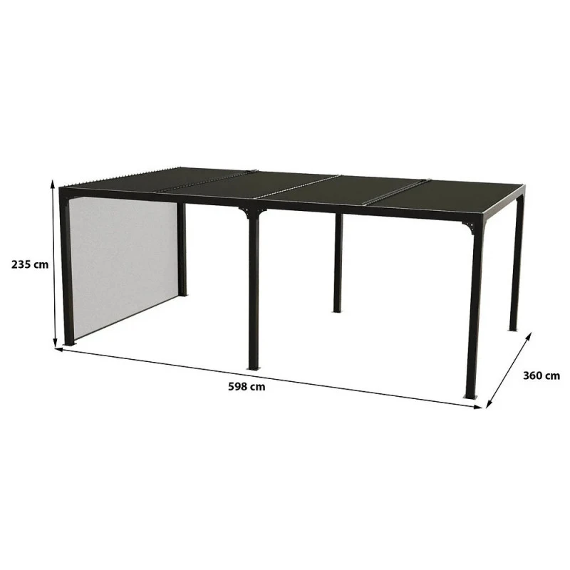 Pergola Habrita PER 36R60 BI Alu XXL 21,52m2 Gris Avec Rideau Manuel 2 Pergola Habrita PER 36R60 BI Alu XXL 21,52m2 Gris Avec Rideau Manuel – Image 2
