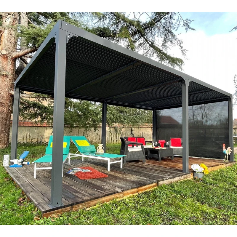 Pergola Habrita PER 36R60 BI Alu XXL 21,52m2 Gris Avec Rideau Manuel 3 Pergola Habrita PER 36R60 BI Alu XXL 21,52m2 Gris Avec Rideau Manuel – Image 3