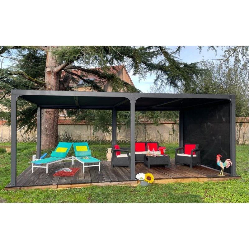 Pergola Habrita PER 36R60 BI Alu XXL 21,52m2 Gris Avec Rideau Manuel 5 Pergola Habrita PER 36R60 BI Alu XXL 21,52m2 Gris Avec Rideau Manuel – Image 5