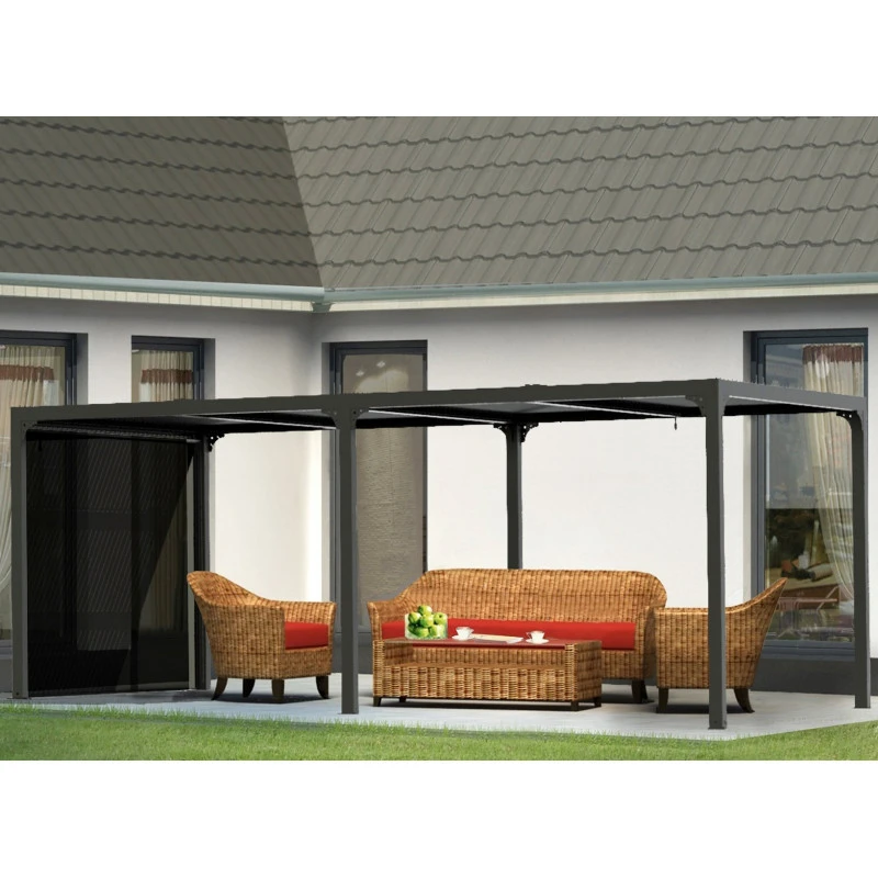 Pergola Habrita PER 36R60 BI Alu XXL 21,52m2 Gris Avec Rideau Manuel 6 Pergola Habrita PER 36R60 BI Alu XXL 21,52m2 Gris Avec Rideau Manuel – Image 6