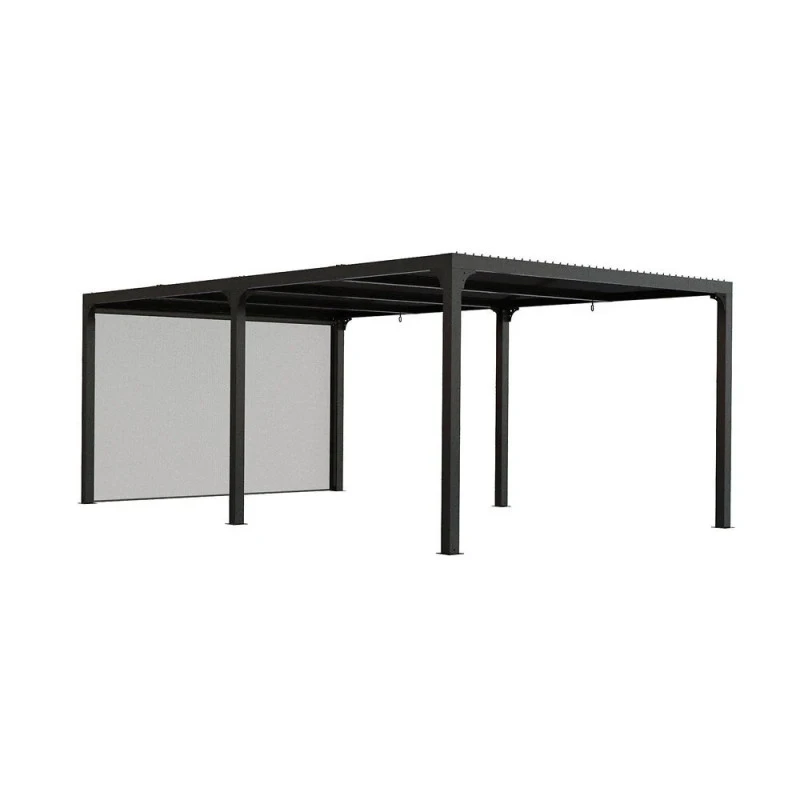 Pergola Habrita PER 36R60 BI Alu XXL 21,52m2 Gris Avec Rideau Manuel 1 Pergola Habrita PER 36R60 BI Alu XXL 21,52m2 Gris Avec Rideau Manuel