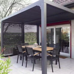 Pergola Habrita PER3630V BI Alu 10,80m2 Ventelles Mobiles Côté 3m Gris -Kobleo pergola habrita per3630v bi alu 10 80m2 ventelles mobiles cote 3m gris 2
