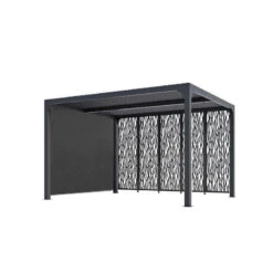 Pergola Habrita PER36M30R BI Alu 10,80m2 Gris Avec Panneaux Et Rideau