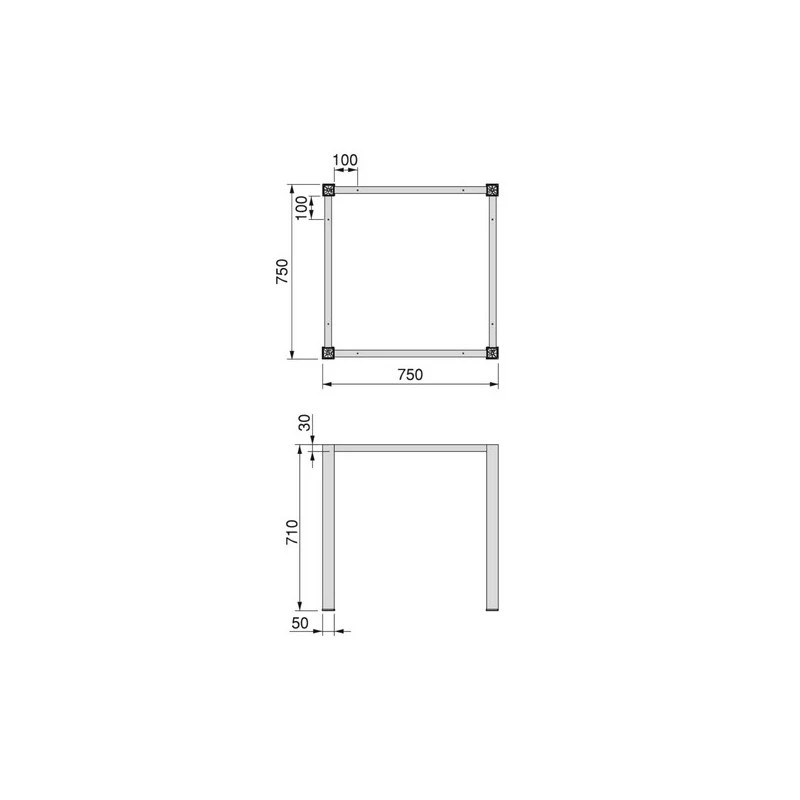 Pieds Carrés Et Cadre De Table Emuca 750x750mm Acier Peint En Blanc 2 Pieds Carrés Et Cadre De Table Emuca 750x750mm Acier Peint En Blanc – Image 2