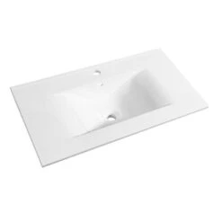 ALLIBERT Plan De Toilette 90 Cm Simple Vasque Céramique Blanc SOFT