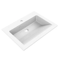 ALLIBERT Plan De Toilette Simple Vasque 60 Cm Blanc Brillant SLIDE