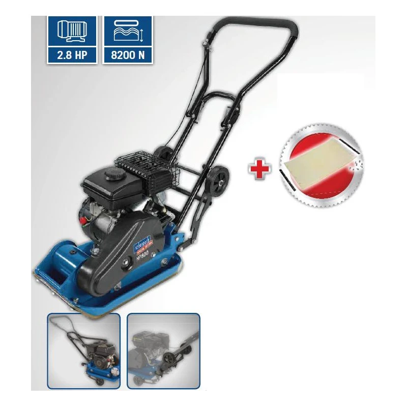 Scheppach Plaque Vibrante 2.8CV Avec Roues Déplacement Tapis Protection HP800S 2 Scheppach Plaque Vibrante 2.8CV Avec Roues Déplacement Tapis Protection HP800S – Image 2