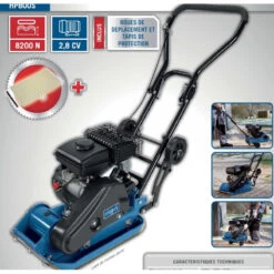 Scheppach Plaque Vibrante 2.8CV Avec Roues Déplacement Tapis Protection HP800S 5 Scheppach Plaque Vibrante 2.8CV Avec Roues Déplacement Tapis Protection HP800S -Kobleo plaque vibrante 2 8cv avec roues deplacement tapis protection hp800s 2