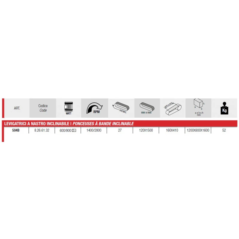 Ponceuse à Bande Inclinable à 2 Vitesses 600/900W 120x1500mm 504B 2 Ponceuse à Bande Inclinable à 2 Vitesses 600/900W 120x1500mm 504B – Image 2