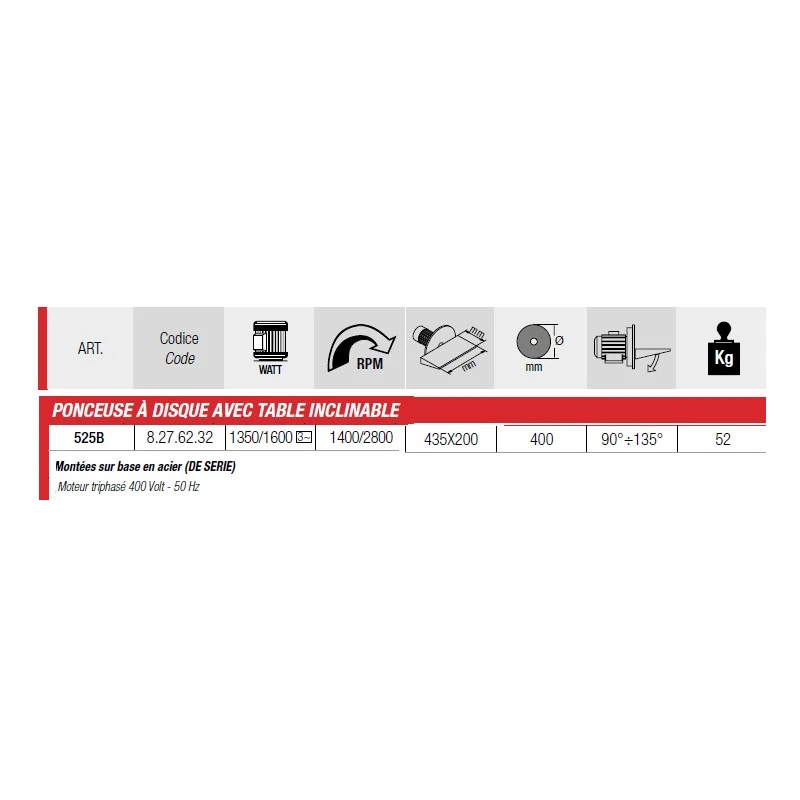 Ponceuse à Disque Avec Table Inclinable 1350/1600W Triphasée Diam 400 2 Ponceuse à Disque Avec Table Inclinable 1350/1600W Triphasée Diam 400 – Image 2