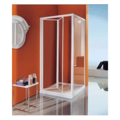Porte De Douche Pliante 97 101 Cm Profilés Blanc Verre Transparent CIA