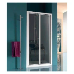 Porte Douche Abattant Saloon 86 94 Cm Profilés Blanc Verre Transparent
