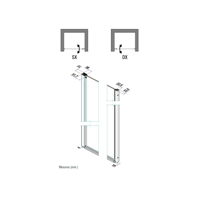 Porte Douche Pivotante 87 90cm Profilés Chromé BrillantVersion Gauche 3 Porte Douche Pivotante 87 90cm Profilés Chromé BrillantVersion Gauche – Image 3
