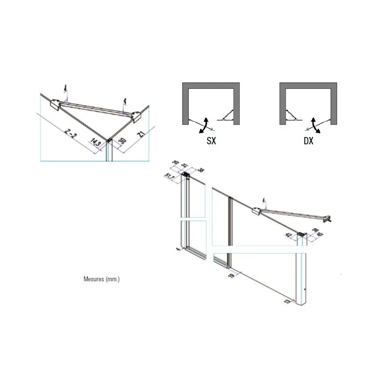 Porte Douche Pivotante Paroi Fixe Ligne 157 161cm Droite POLARIS 4 Porte Douche Pivotante Paroi Fixe Ligne 157 161cm Droite POLARIS – Image 4