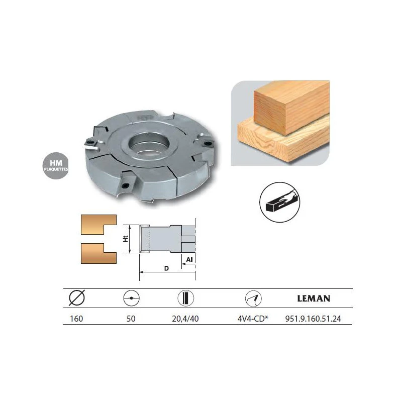 Porte-outils Feuillure Extensible 160 Al50 Ht 204/40 Z4+V4 Coupe Droit 1 Porte-outils Feuillure Extensible 160 Al50 Ht 204/40 Z4+V4 Coupe Droit