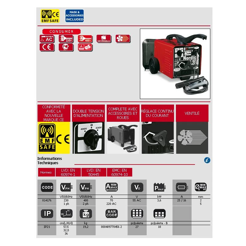 Poste De Soudage à électrode MMA NORDICA 4.280 TURBO 2 Poste De Soudage à électrode MMA NORDICA 4.280 TURBO – Image 2