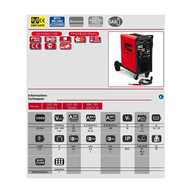Poste De Soudage MIG-MAG/BRASAGE MASTERMIG 220/2 2 Poste De Soudage MIG-MAG/BRASAGE MASTERMIG 220/2 – Image 2