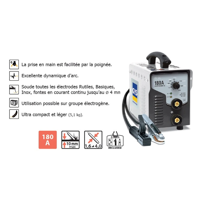 Poste De Soudage MMA à L'arc Inverter 230V 180A Progys 180A 2 Poste De Soudage MMA à L'arc Inverter 230V 180A Progys 180A – Image 2