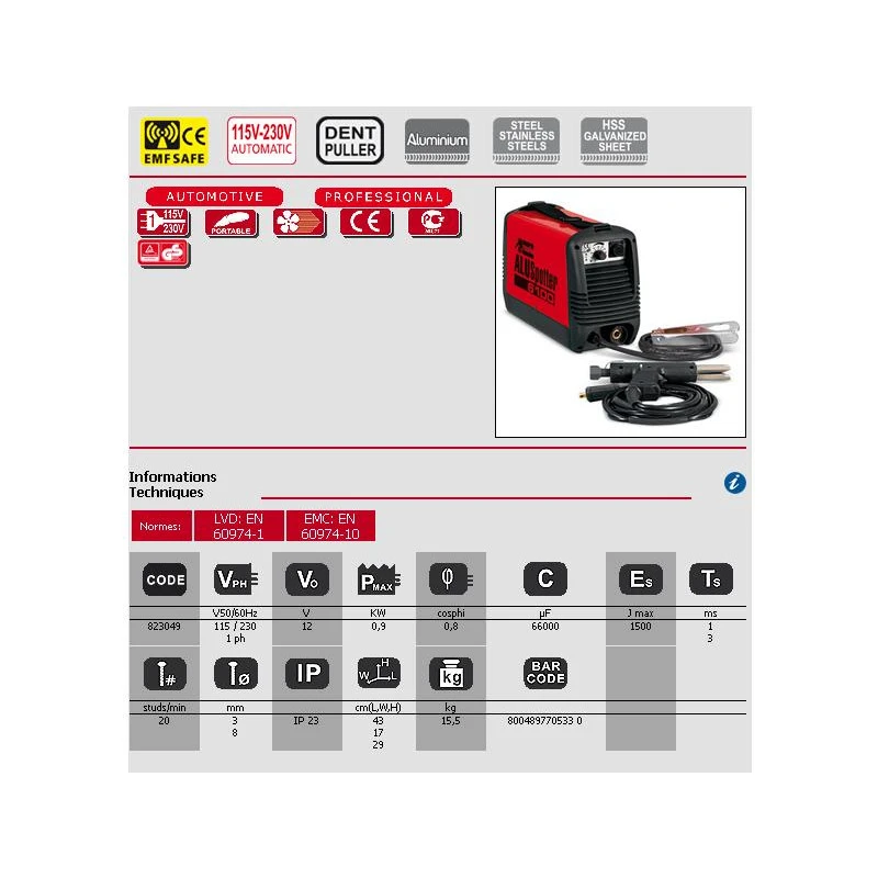 Poste De Soudure Par PointAluspotter 6100 115-230V Telwin 2 Poste De Soudure Par PointAluspotter 6100 115-230V Telwin – Image 2