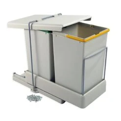Poubelle De Recyclage 2x14L, Fixation Inférieure, Extraction Et Couvercle Automatique De Emuca