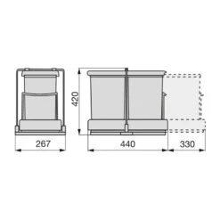 Poubelle De Recyclage 2x14L, Fixation Inférieure, Extraction Et Couvercle Automatique De Emuca 8 Poubelle De Recyclage 2x14L, Fixation Inférieure, Extraction Et Couvercle Automatique De Emuca -Kobleo poubelle de recyclage extraction couvercle automatique 2x14l emuca 3