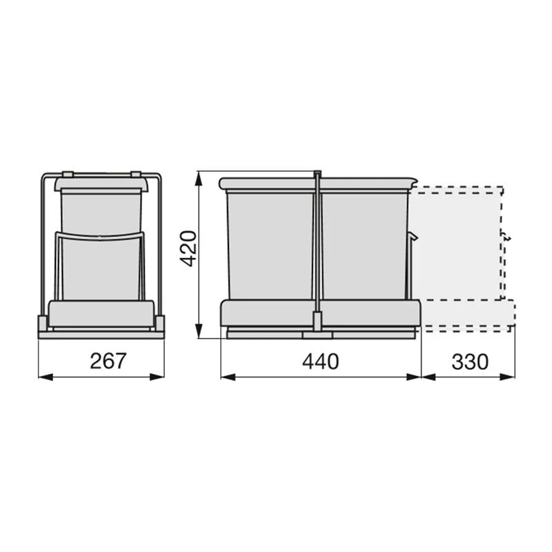 Poubelle De Recyclage 2x14L, Fixation Inférieure, Extraction Et Couvercle Automatique De Emuca 4 Poubelle De Recyclage 2x14L, Fixation Inférieure, Extraction Et Couvercle Automatique De Emuca – Image 4