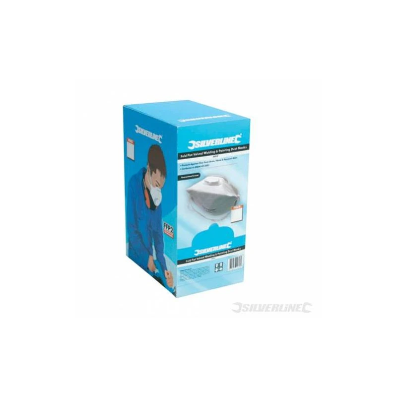 Silverline Présentoir De 25 Masques à Valves Poussières Fines 1 Silverline Présentoir De 25 Masques à Valves Poussières Fines