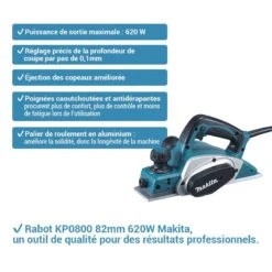 Rabot KP0800 82mm 620W Makita - Un Outil Performant Et Durable Pour Les Professionnels -Kobleo rabot 82mm 620w kp0800 makita 1