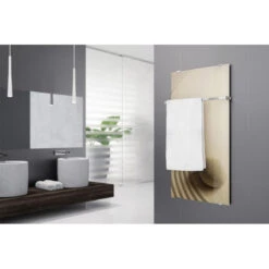 Radiateur Sole Vertical 350 W Verre 400x1000 Mm Motif Galets 2 SOLT401