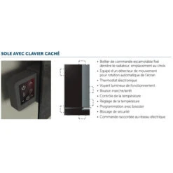 Radiateur SoleVertical 350WVerre 400x1000mm Noir Clavier Caché SOLP401 -Kobleo radiateur solevertical 350wverre 400x1000mm noir clavier cache solp401 novellini 3