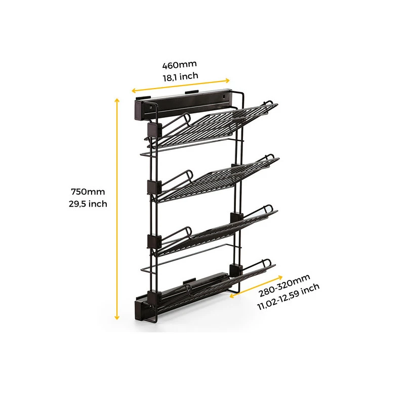Range-chaussures Emuca Moka Latéral Extractible Côté Gauche Acier Moka 2 Range-chaussures Emuca Moka Latéral Extractible Côté Gauche Acier Moka – Image 2