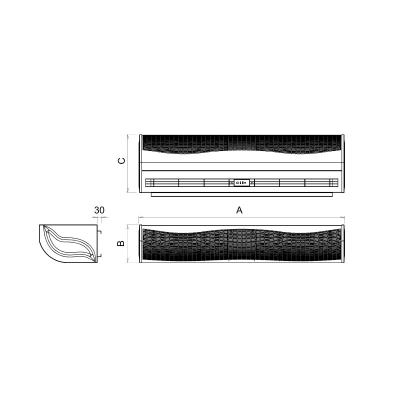 Rideau D'air électrique Apparent 200cm 11400W 3190m3/h Aspiration Par 2 Rideau D'air électrique Apparent 200cm 11400W 3190m3/h Aspiration Par – Image 2