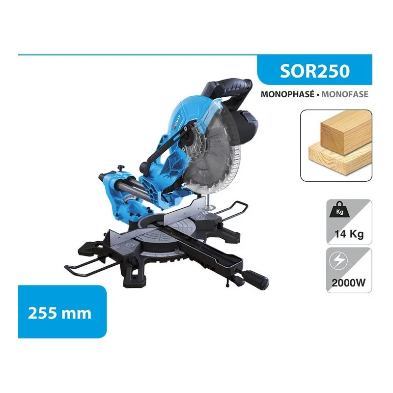 Scie à Onglet Radiale 2000W 255mm SOR250 Leman 2 Scie à Onglet Radiale 2000W 255mm SOR250 Leman – Image 2