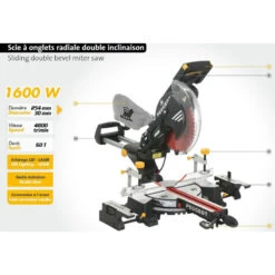 Peugeot Scie à Onglet Radiale Diam254mm 1600W Kit Sécurité