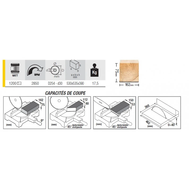 Scie à Onglet TR 245 1200W D254mm Avec Déligneuse Femi Job Line 2 Scie à Onglet TR 245 1200W D254mm Avec Déligneuse Femi Job Line – Image 2