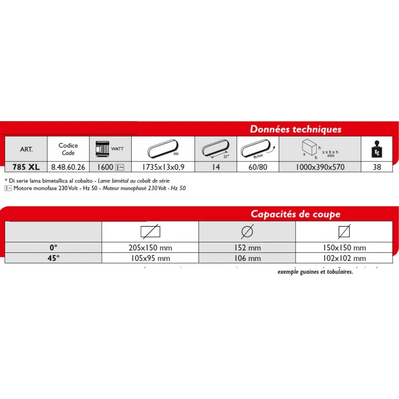 Scie à Ruban Acier 1600W L:1735mm Diam152mm 785XL 3 Scie à Ruban Acier 1600W L:1735mm Diam152mm 785XL – Image 3