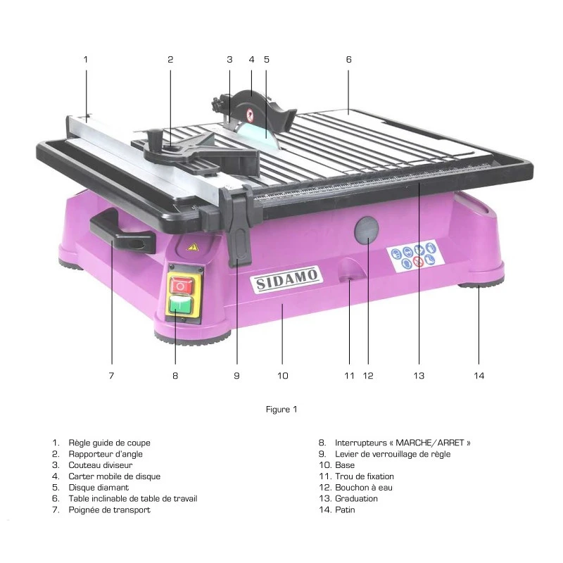 Scie De Carrelage Diaminipro 180 D180x22,23mm 750W Sidamo 2 Scie De Carrelage Diaminipro 180 D180x22,23mm 750W Sidamo – Image 2