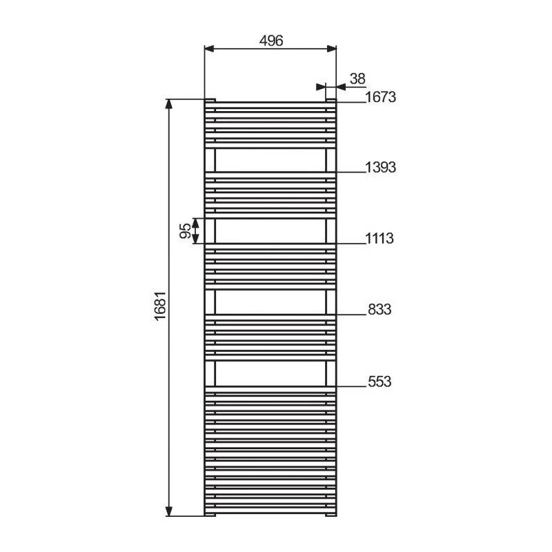 Sèche-serviette Haut 1681 Mm 880W 34 Tubes CALA LN-168-050 2 Sèche-serviette Haut 1681 Mm 880W 34 Tubes CALA LN-168-050 – Image 2