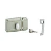 Serrure Sûreté Cylindre Bouton Poussoir 120x90mm Droite Laqué Gris Poi